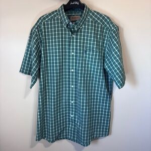 ARIAT MEN'S Wrinkle Free Short Sleeve Shirt Button Down Green Plaid Casual